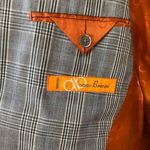 Black and white plaid Bianco Brioni Men's Suit Jacket 46R
